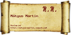 Mátyus Martin névjegykártya
